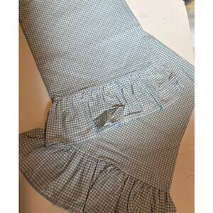 VTG Ralph Lauren Home Blue White Gingham Ruffled Standard Pillowcases Pair(2)